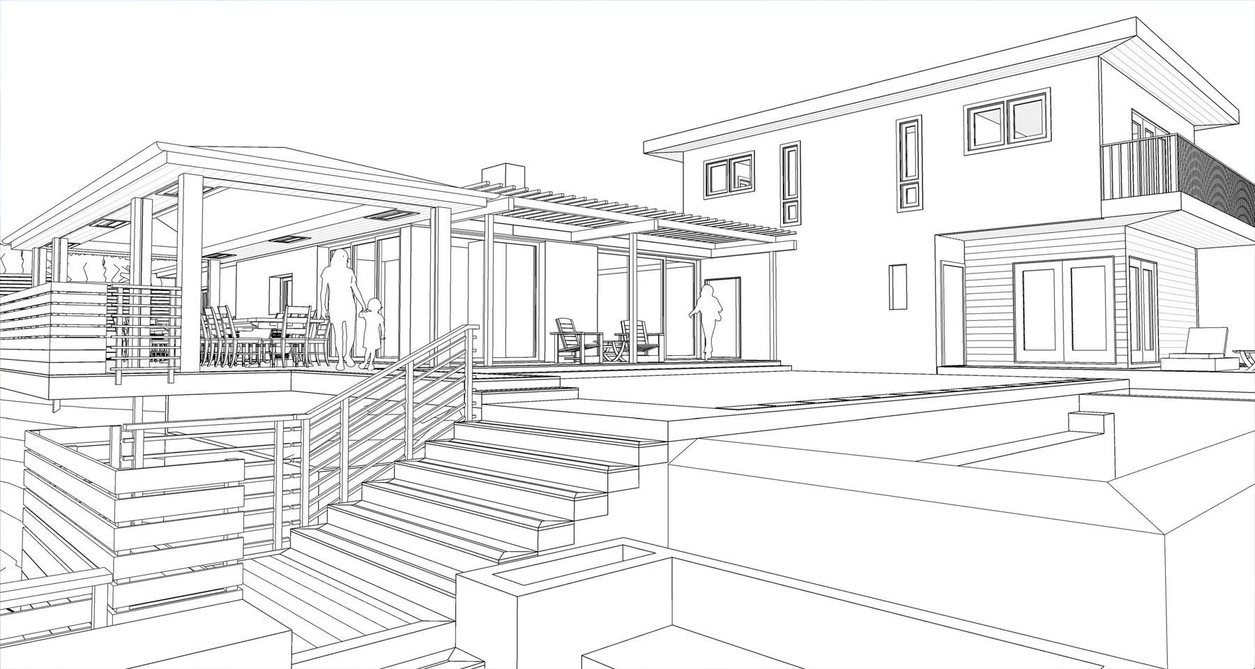 Initial Design Plans of back yard renovation in Pacific Palisades