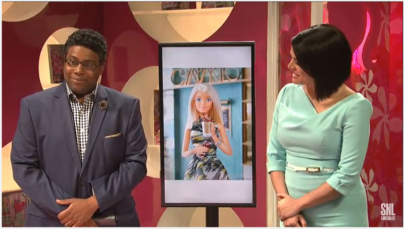 SNL Skit parodies Barbie out from of Compartes
