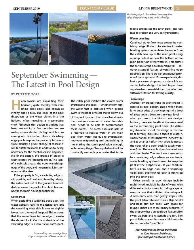 The latest in pool design in Living Brentwood, September 2019