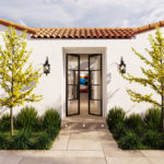 Front door rendering of historic 1927 all steel constructed home under renovation by Krueger Architects in Pacific Palisades