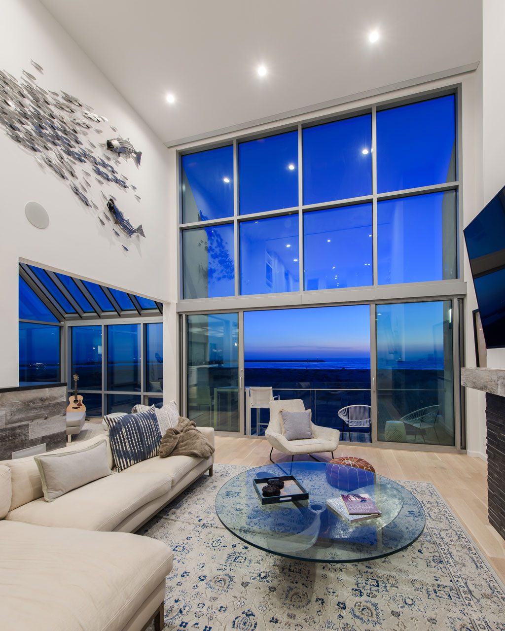 Night view of the sunset on the Pacific Ocean in Marina Del Ray in renovated condo by Krueger Architects Night view of the sunset on the Pacific Ocean in Marina Del Ray in renovated condo by Krueger Architects