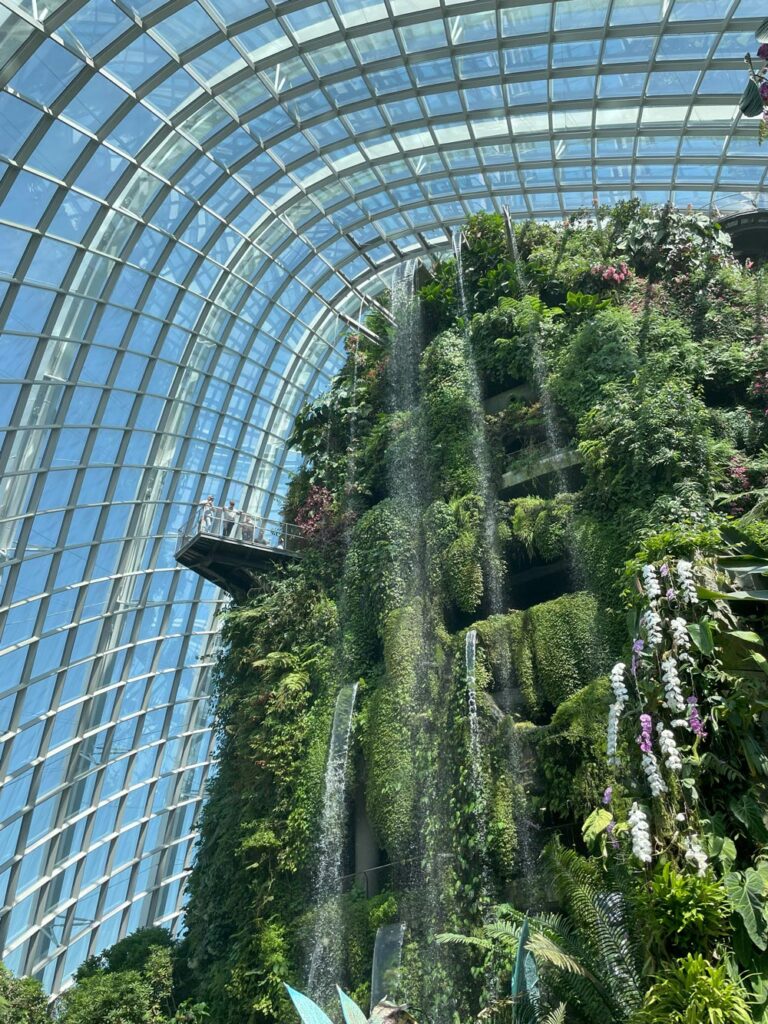 Vegetation wall and waterfalls of The Jewel in Singapore airport